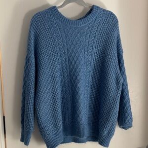 LC Lauren Conrad Blue Cable Knit Sweater with Blue Sparkle
